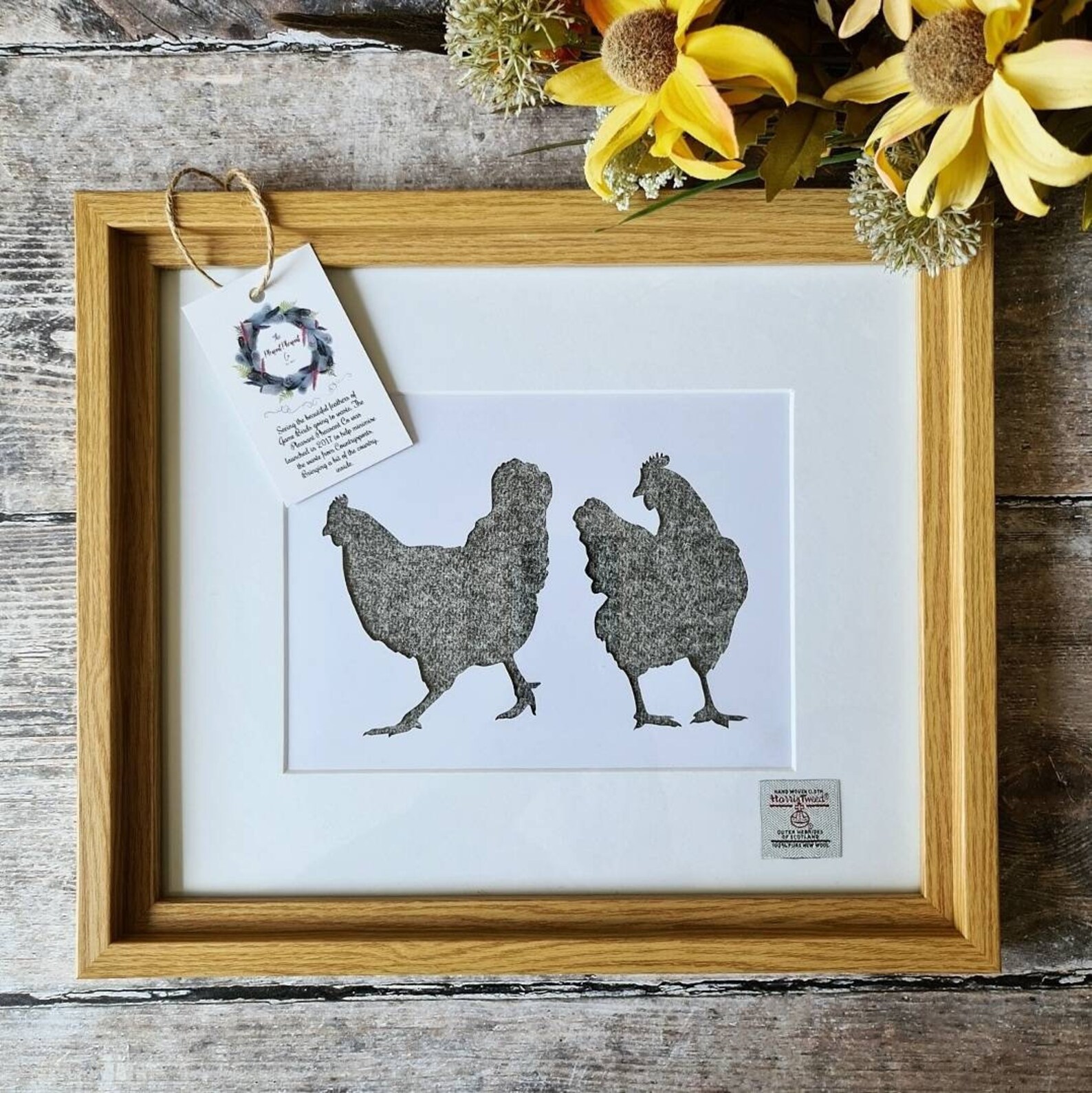 Pair of Chickens Picture Frame in Genuine Authentic Harris Etsy UK