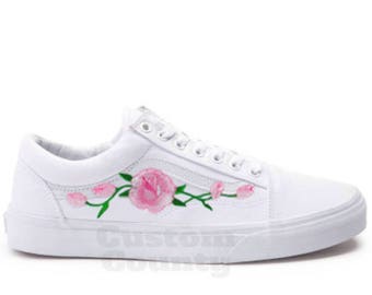 white vans with roses