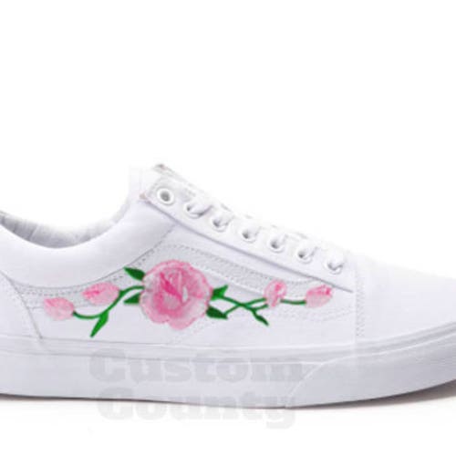 pink rose embroidered vans