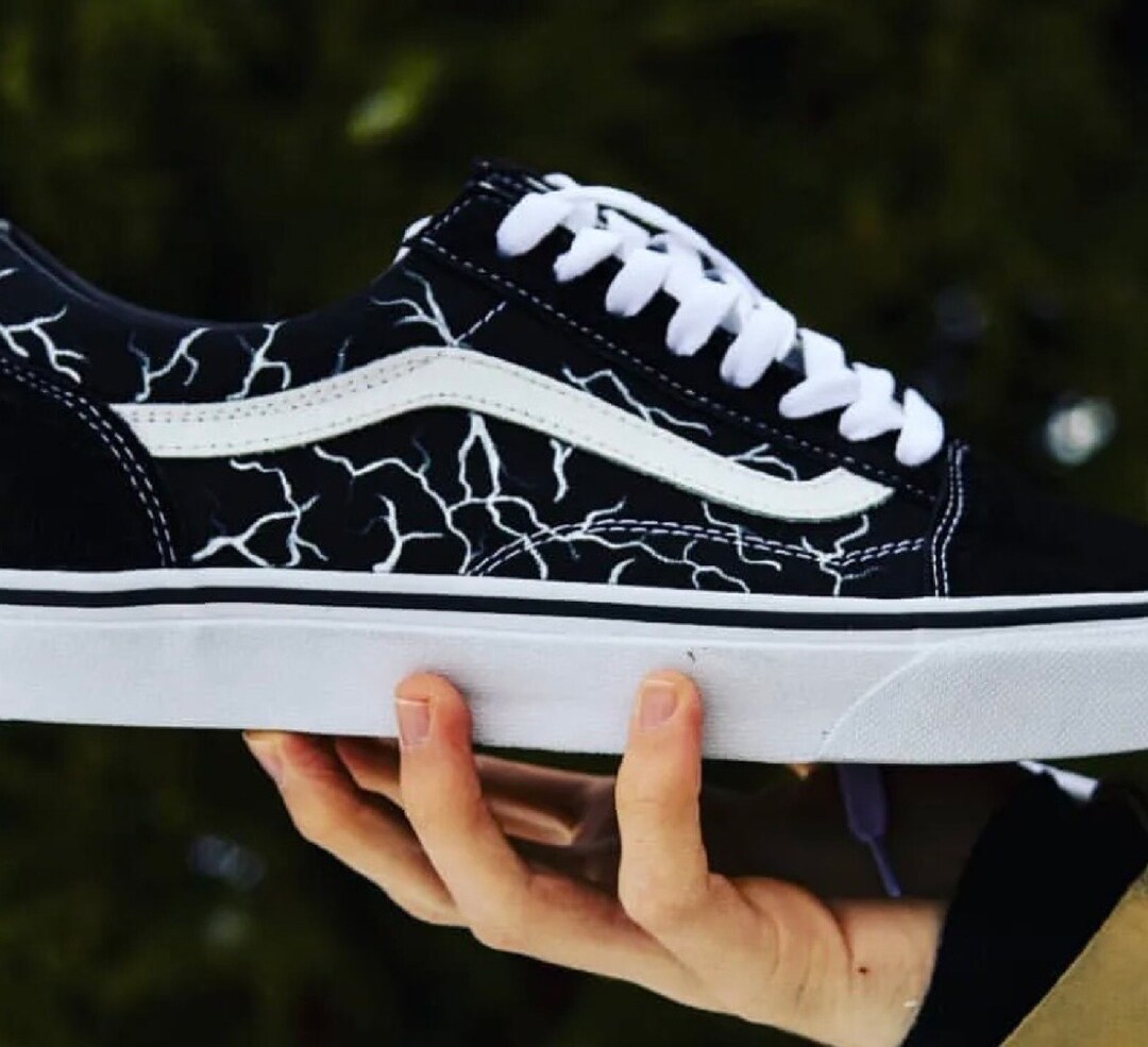 Vans Old Skool Lightning Bolt Hand Painted Lightning Vans Etsy