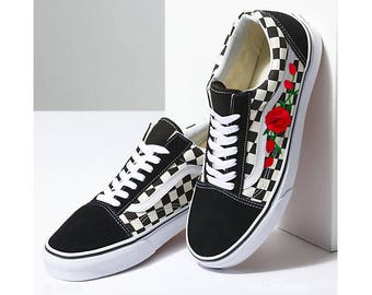 vans shoes with roses