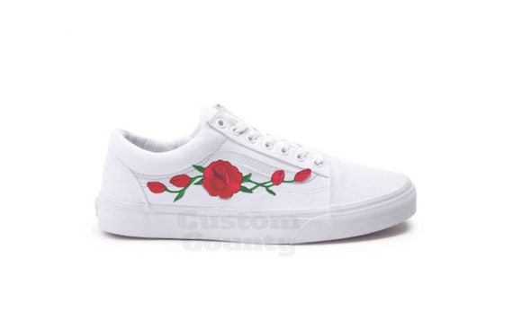 old skool rose embroidered vans