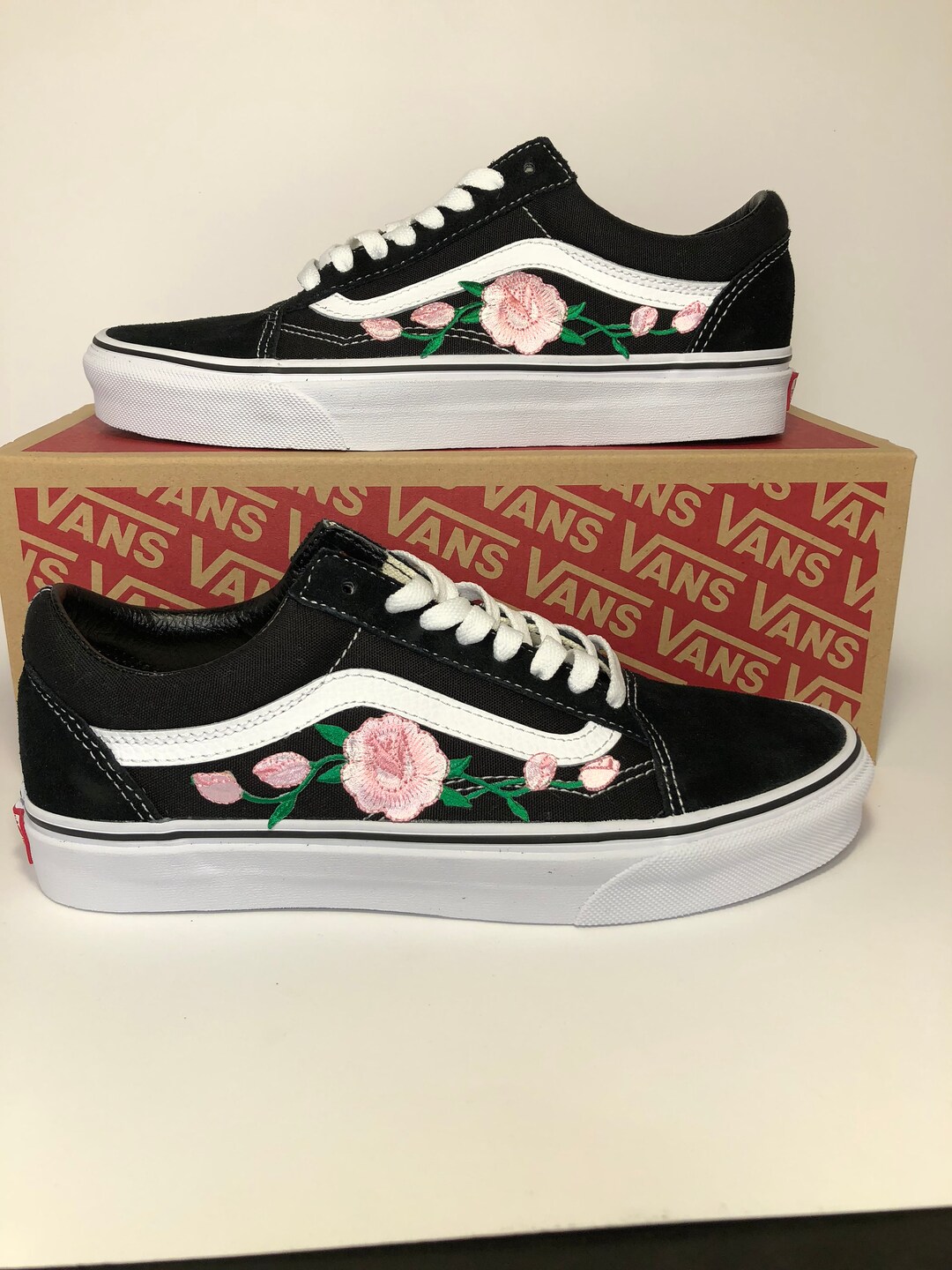 Old Skool Vans Custom Made Shoes Vans Sneakers Vans Rose Etsy