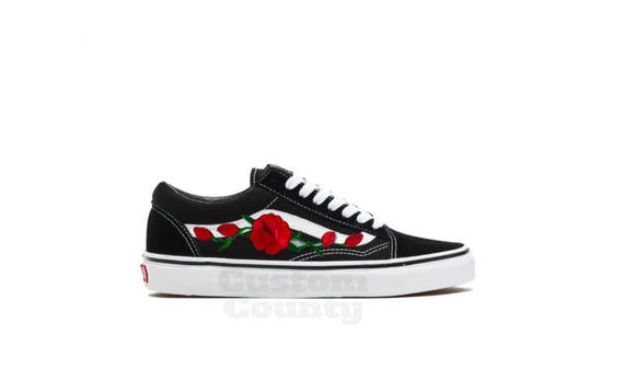 custom vans rose patch