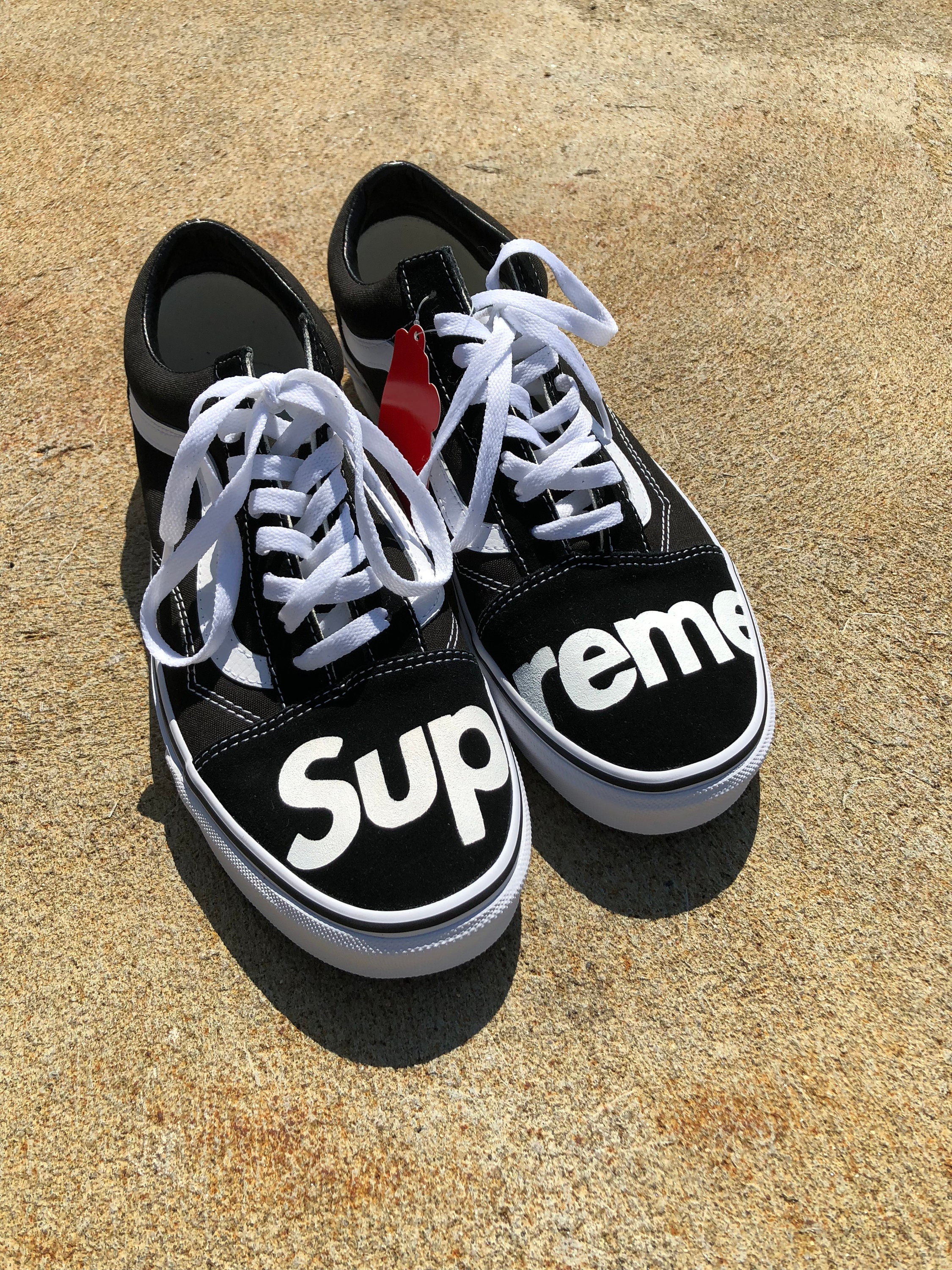 Supreme Vans Supreme shoes authentic Vans Old Skool Etsy