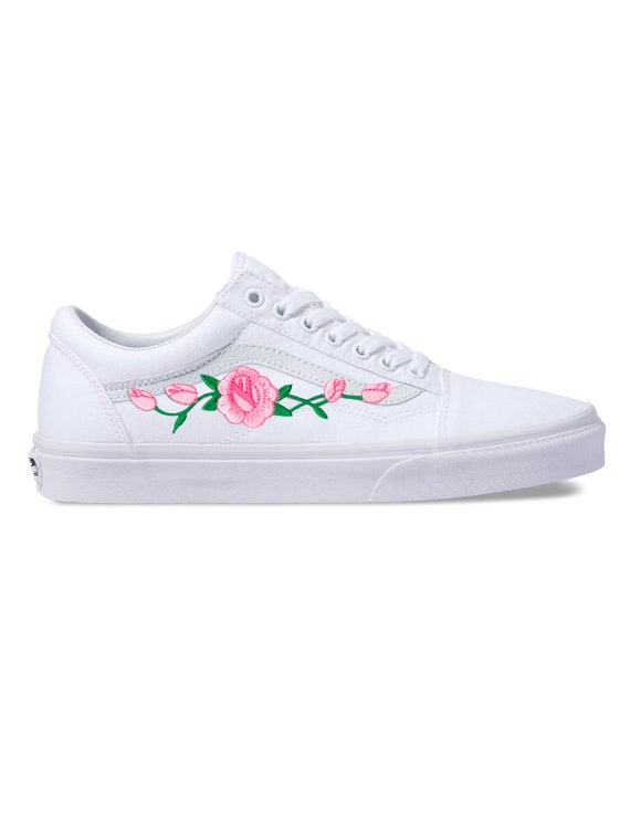 Furgonetas blancas Old Skool Rose bordado Zapatos-Vans - México