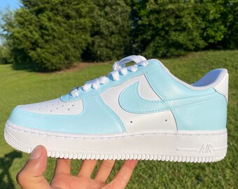 baby blue and white air force ones