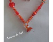 Jewelry, Beaded Necklace, Lampwork, Orange and Clear Glass Beads, Cute Fish Pendant, OOAK, Bright and Cheerful