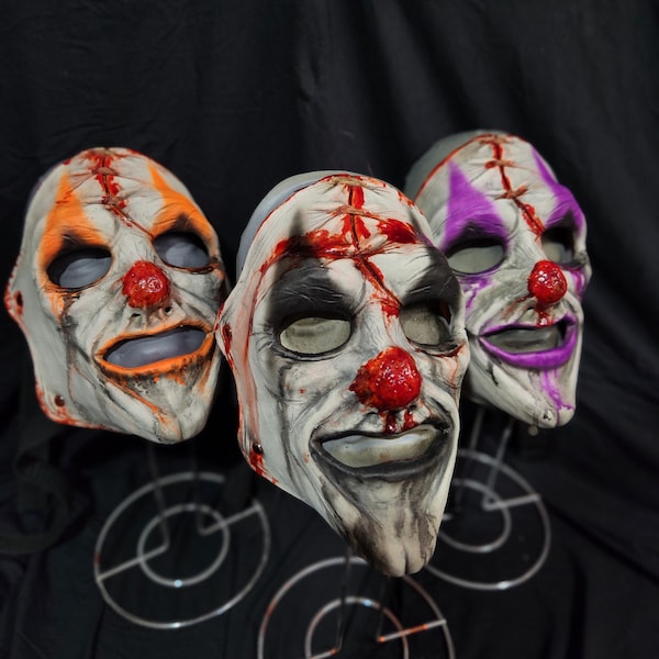 Colored Latex Scary Clown Masks for Haunted Attractions Musicians and Collectors