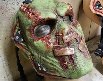 Mutant Green Tormentor Latex Serial Killer Mask For Haunted Attractions Musicians Or Collectors
