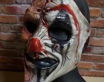 Two Face Burned Latex Scary Clown Masks for Haunted Attractions Musicians and Collectors