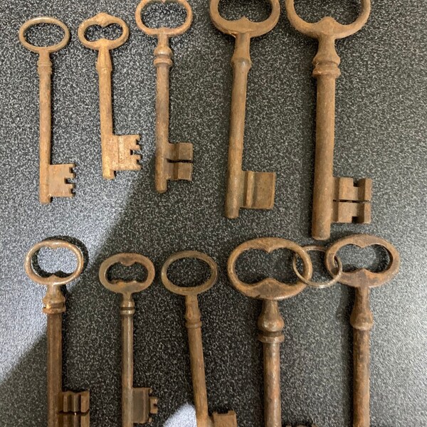 Lovely set of 10 antique french skeleton keys "set03"