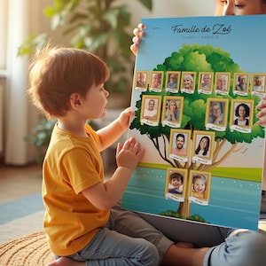 Customizable Family Tree Poster with 1, 2, 3 or 4 children
