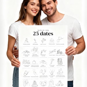 Affiche "Nous en 25 Dates" – Souvenirs uniques pour célébrer votre histoire d'amour