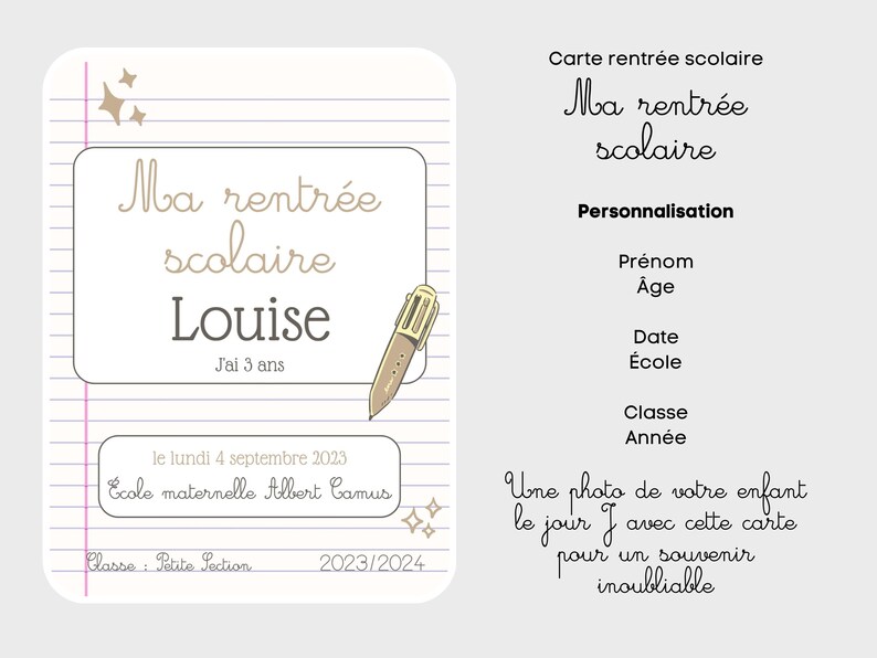 Cartão de volta às aulas personalizável para crianças - lembrança escolar exclusiva imagem 3