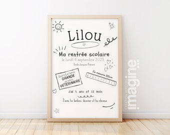 Poster personalizável com fundo branco para crianças - Lembrança de volta às aulas para emoldurar ou dar de presente