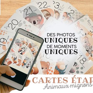 Cartes étapes bébé - 13 - 24 mois - 1 à 2 ans sur thème Animaux mignon jungle forêt pour souvenir photo famille deuxième année image 9