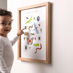 Poster Insekten und kleine Gartentiere – Lehrreiche und dekorative Illustration – Kinder- und Jugendzimmer – Französische Kreation