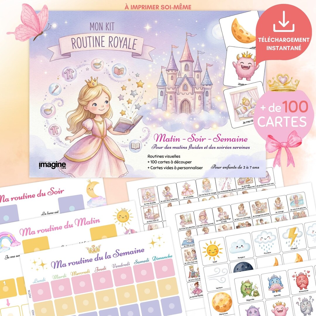 Montessori Routine Chart for Girls - Princess - Printable Independence ...