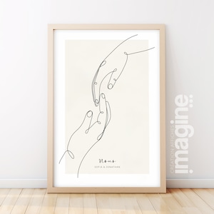 Personalized Couple Hands Poster - Linear Art, Wedding Gift