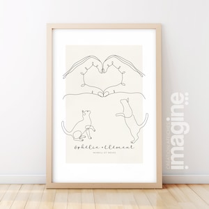 Póster familiar con dos gatos: regalo ideal para padres y parejas.