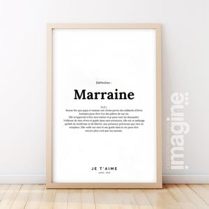 Affiche Définition marraine pour faire une demande ou cadeau original - noël ou anniversaire idéal enfant bébé ou pour baptême