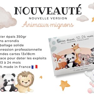 Cartes étapes bébé - 13 - 24 mois - 1 à 2 ans sur thème Animaux mignon jungle forêt pour souvenir photo famille deuxième année image 5