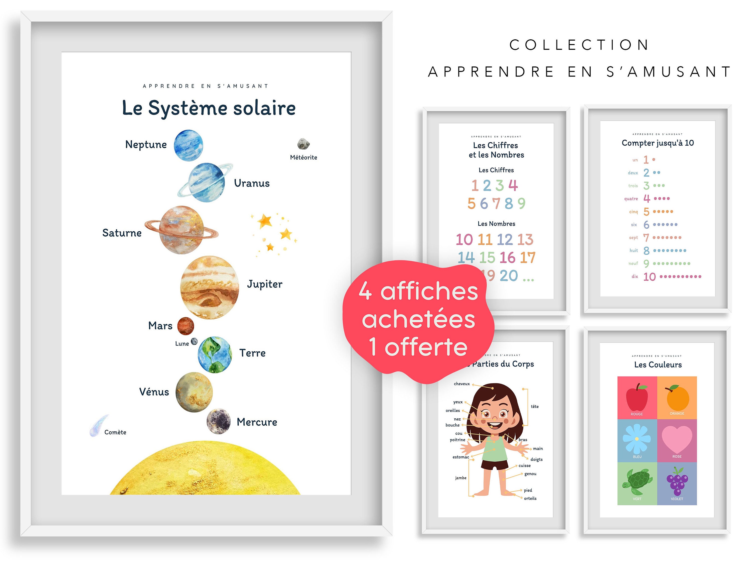 Affiche Le Système Solaire Avec Les Planètes, Soleil, L'univers Pour Enfant  école Maternelle Primaire En Poster Garçon Fille Apprentissage - Etsy, image size:3000x2250