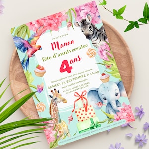Invitation Anniversaire Jungle Aquarelle Personnalisée - Fête Inoubliable