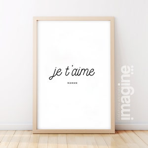 Affiche Je t'aime maman papa prénom à personnaliser pour fête, anniversaire, demande mariage, date importante