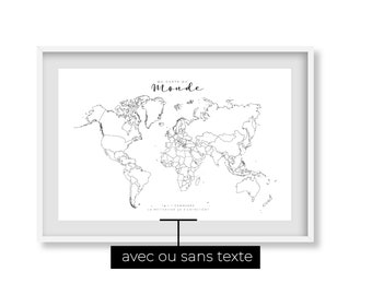 Carte des ventes Monde entrepreneur pour suivre vos commandes / ventes ou voyages - Map à remplir pour motivation entrepreneur ou voyageur