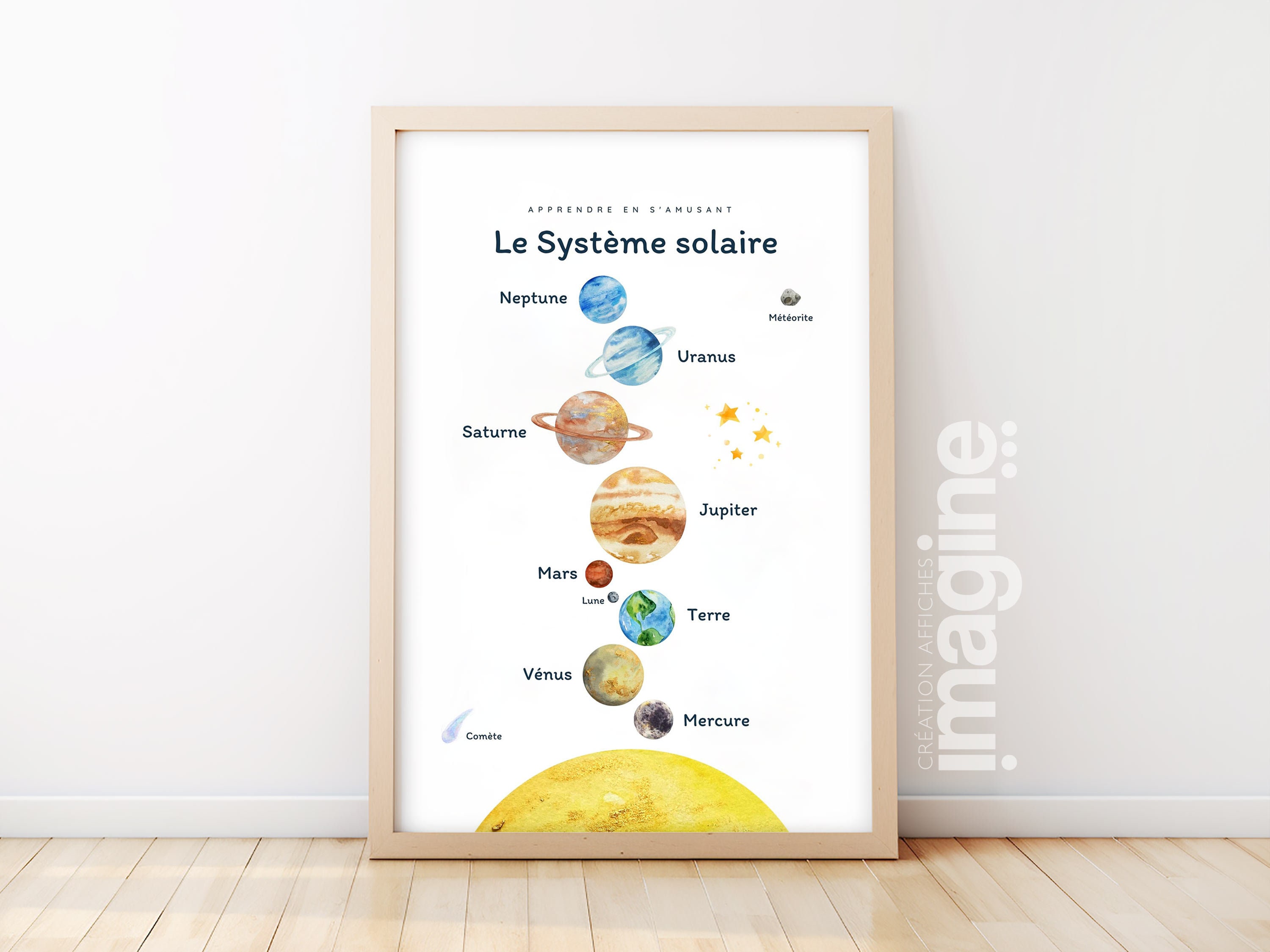 Affiche Le Système Solaire Avec Les Planètes, Soleil, L'univers Pour Enfant  école Maternelle Primaire En Poster Garçon Fille Apprentissage - Etsy, image size:3000x2250