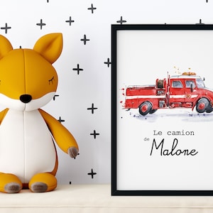 Poster personalizzato del camion dei pompieri - Camion di {nome del bambino}