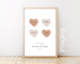 Personalized grandmother and grandchildren poster - souvenir gift idea to say I love you to grandmother