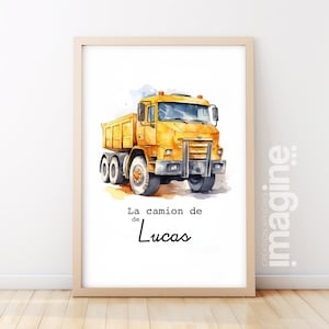 Póster personalizado con el nombre del camión de construcción amarillo: el camión de {Nombre del niño} para pequeños aficionados a la construcción y a la construcción.