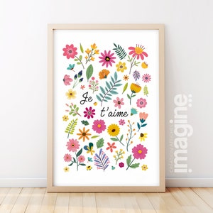 Póster Te amo cartel floral adulto niño bebé flor naturaleza