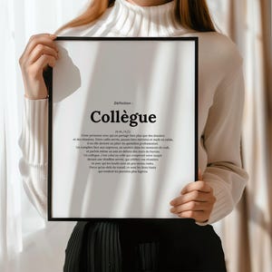 Affiche Définition Collègue – Cadeau original pour collègue de travail pour départ ou remerciement – Poster citation bureau – Déco murale