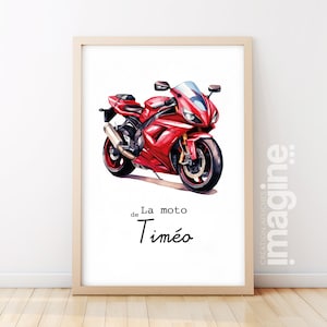 Poster personalizzato di motocicletta rossa - Motocicletta di {nome del bambino}