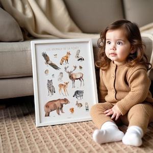 Poster mit Waldtieren – Sanfte und verspielte Illustration – Wanddekoration für Kinder & Jugendliche – Französische Kreation