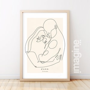 Customizable family poster mom dad baby - Mother&#39;s Day fathers birth