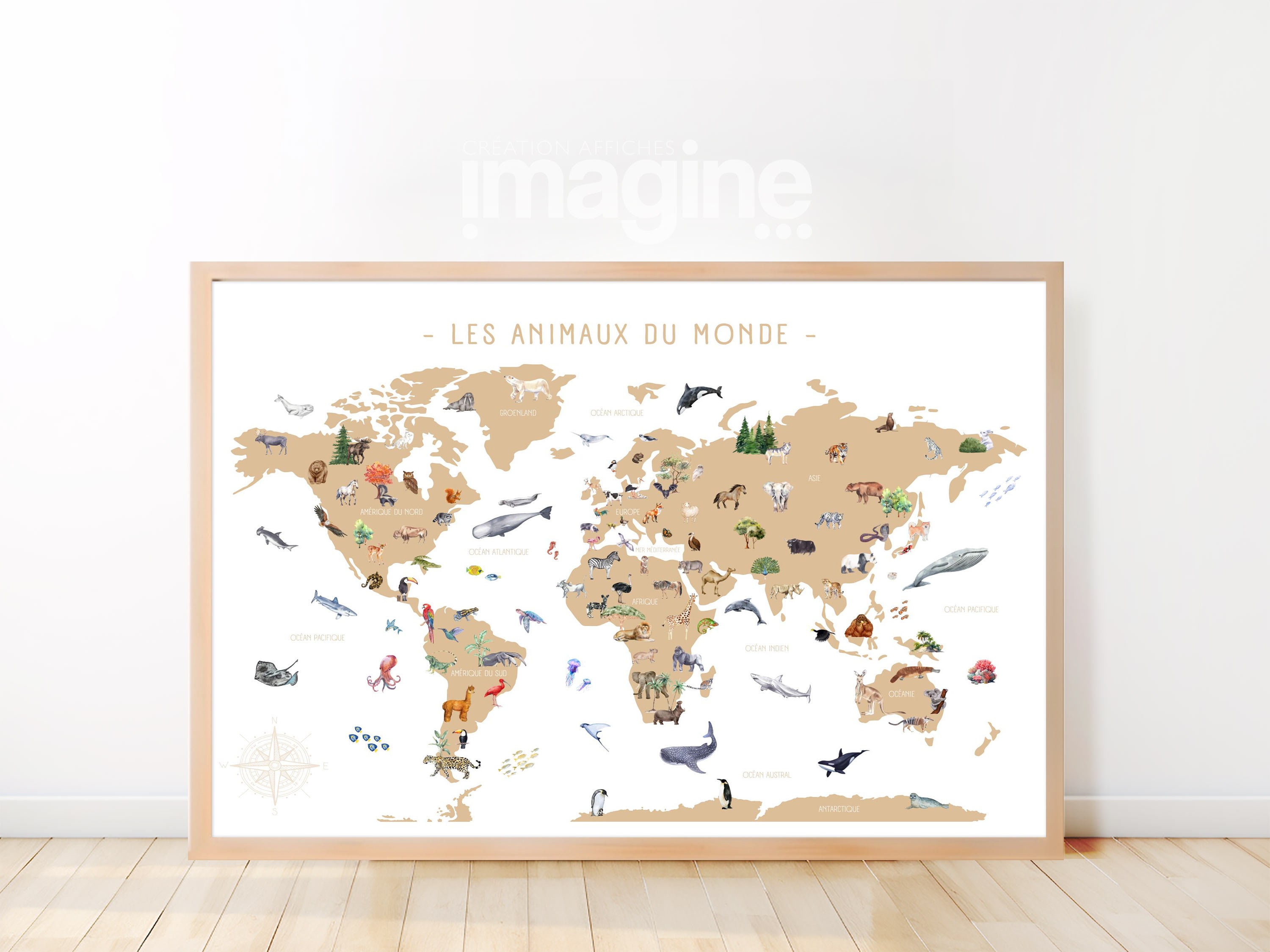 Carte du monde des dessins - Vinyles pour enfants
