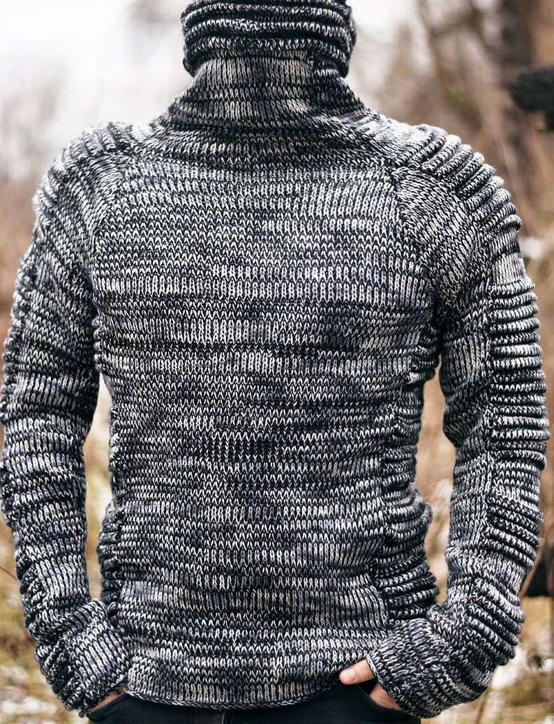 ASTRAL chunky men knit sweater, knit turtleneck, bulky knitted, oversized sweater, gift for him, chunky hand knit, mensweater, streetwear image 1