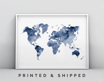 Blue World Map Etsy Blue World Map Etsy