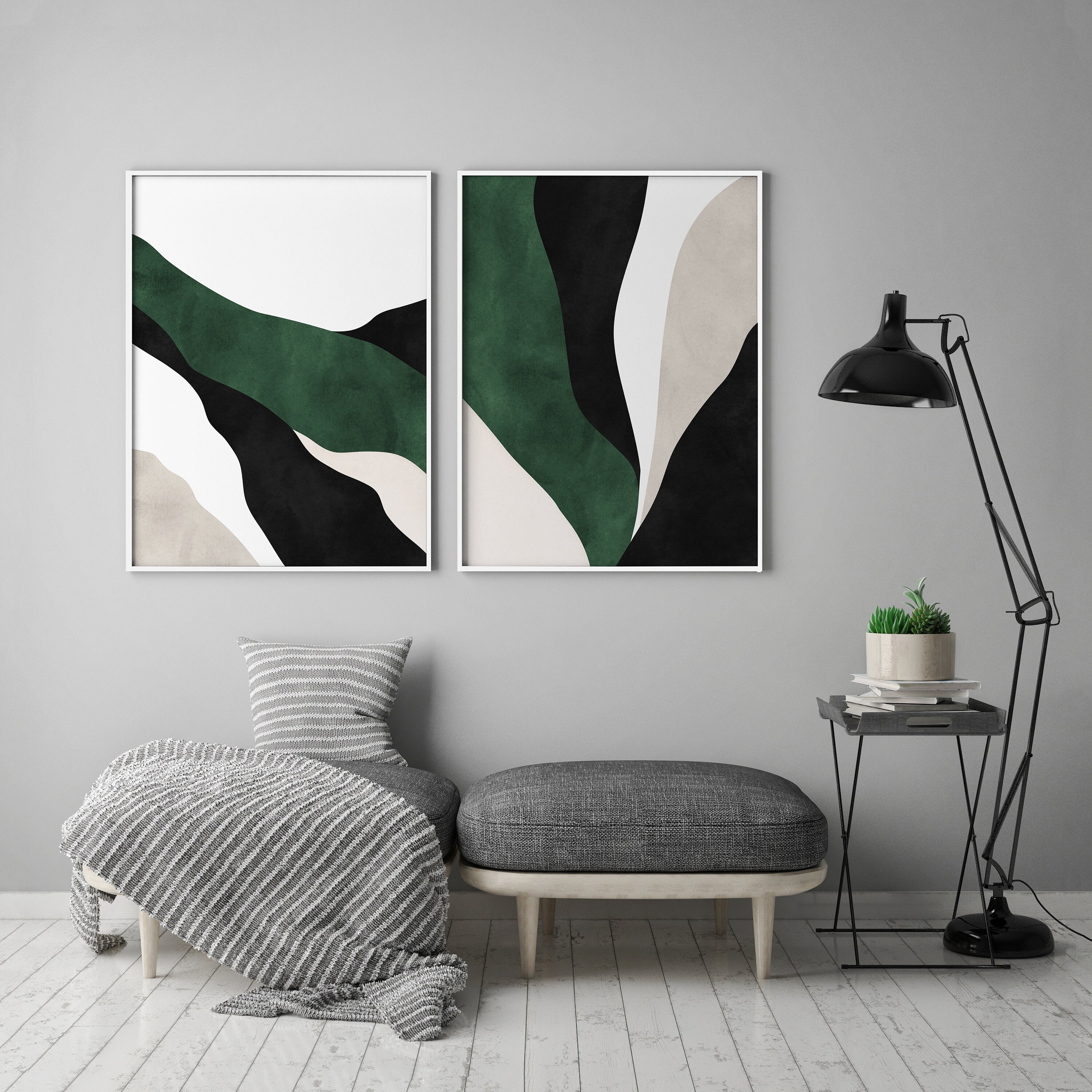 Large Wall Art Sage Forest Green Living Room Art Green Wall Etsy