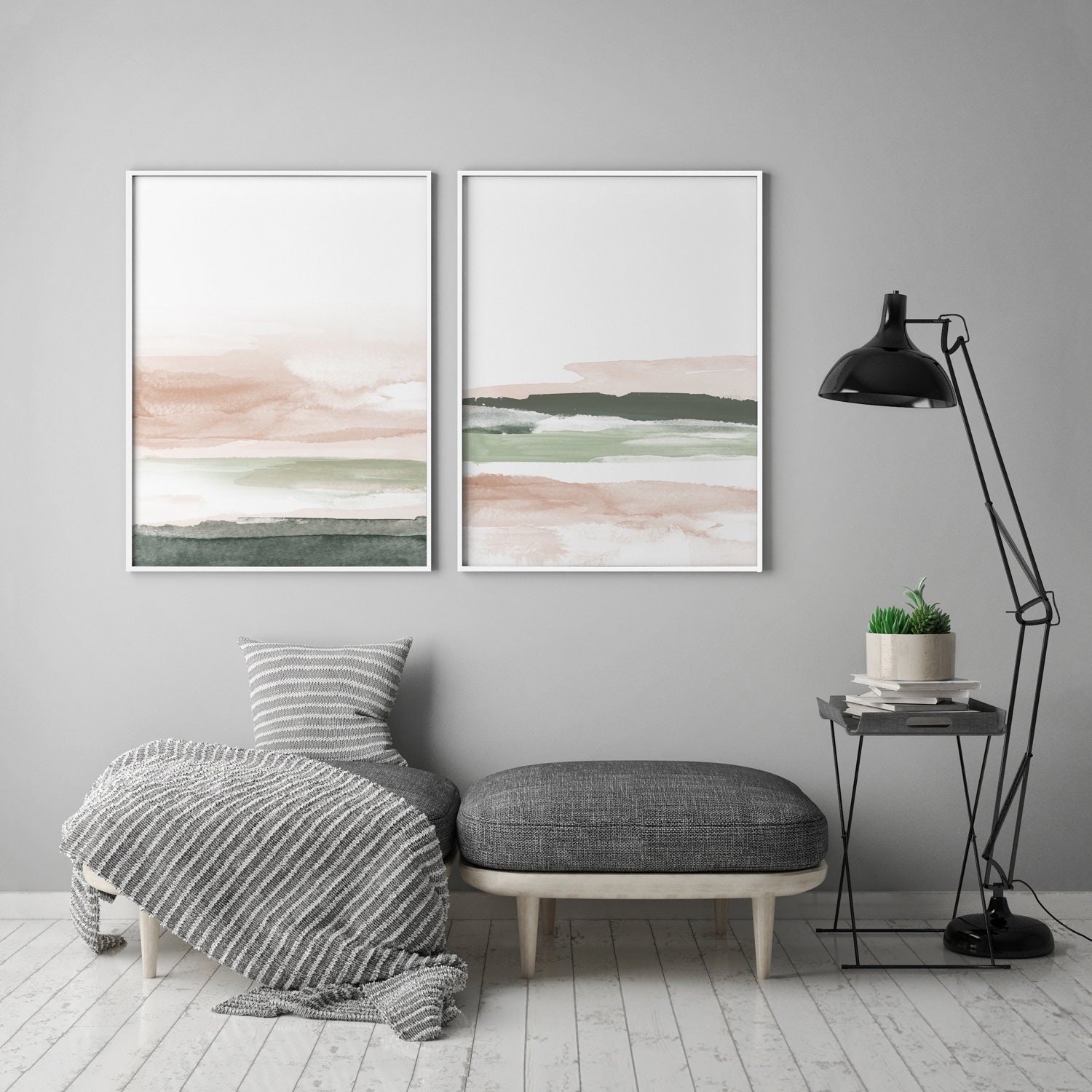 Blush Pink and Grey Abstract Art Pink Grey Wall Art Etsy