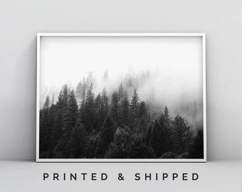 Forest Art, Foggy Forest Print, Nordic Wall Print, Black and White Minimalist Poster, Forest Wall Art, Modern Home Decor, Woodland Art Print