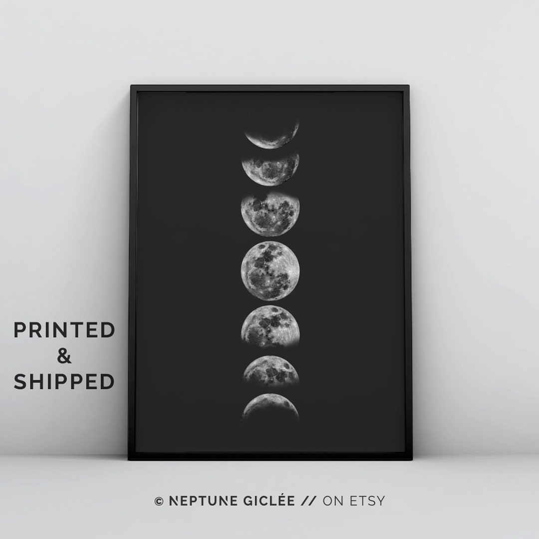 Moon Phases Wall Art, Black and White Moon Phases Poster, Moon Phases ...