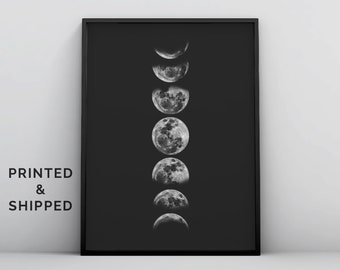 Moon Phases Wall Art, Black and White Moon Phases Poster, Moon Phases Print, La Luna, Moon Art Work, Minimalist Moon Print Modern Home Decor