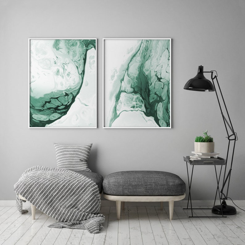 Abstract Green Art Forest Green Wall Art Green Painting Wall Etsy