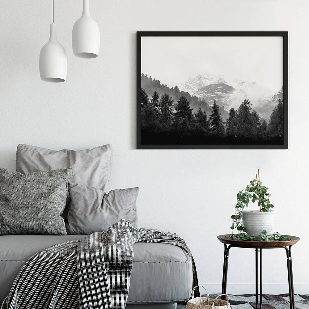 Black and White Woodland Print Forest Print Forest - Etsy